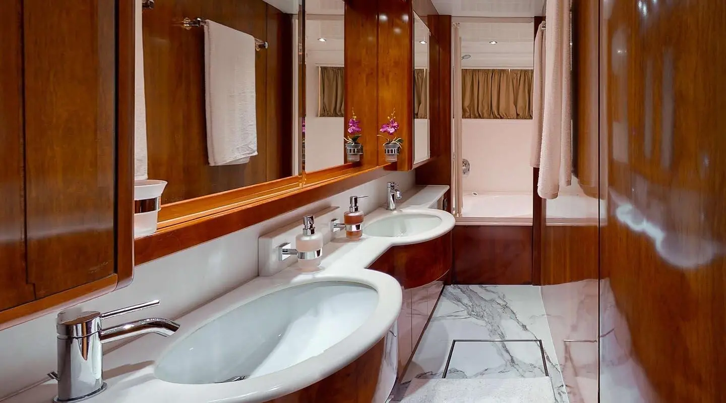 Luxury Yacht Bathroom Reflection