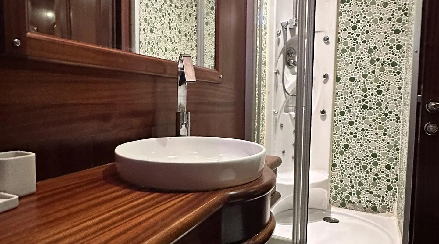 Arif Kaptan A luxury yacht washbasin and spa shower aboard