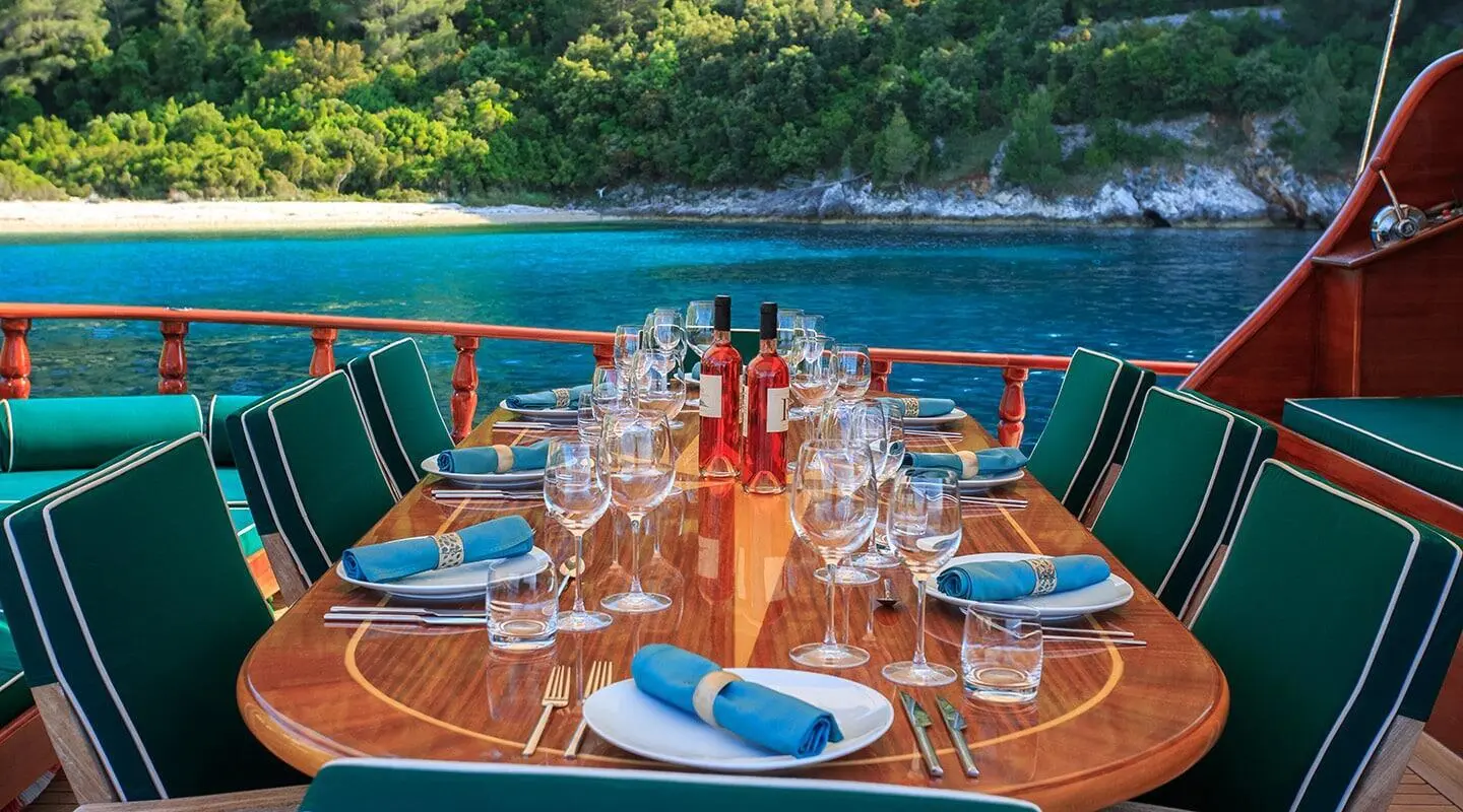 Luxury Gulet Dining Sunset