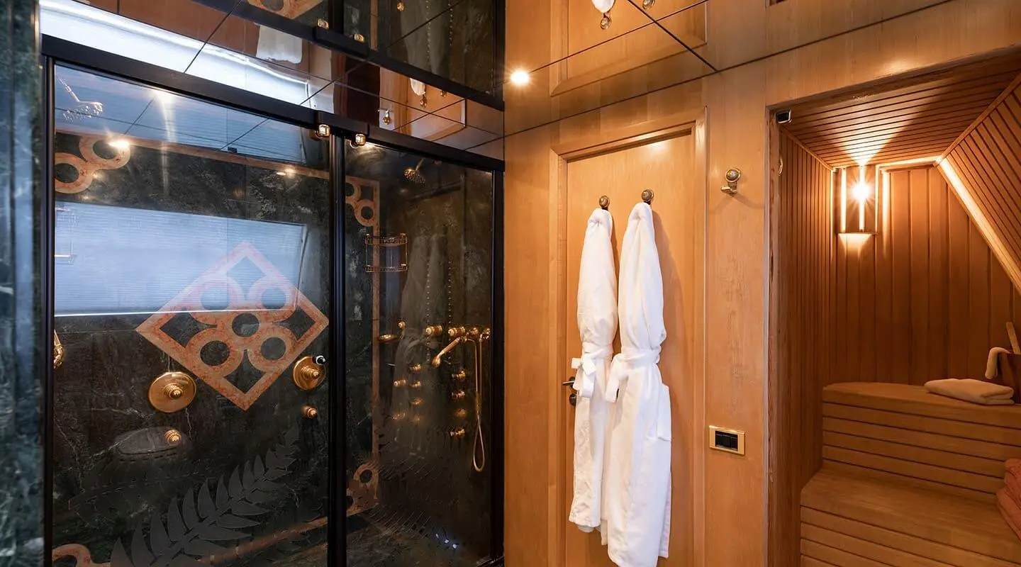 Brooklyn motoryacht master bathroom with shower enclosure