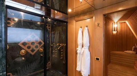 Brooklyn motoryacht master bathroom with shower enclosure