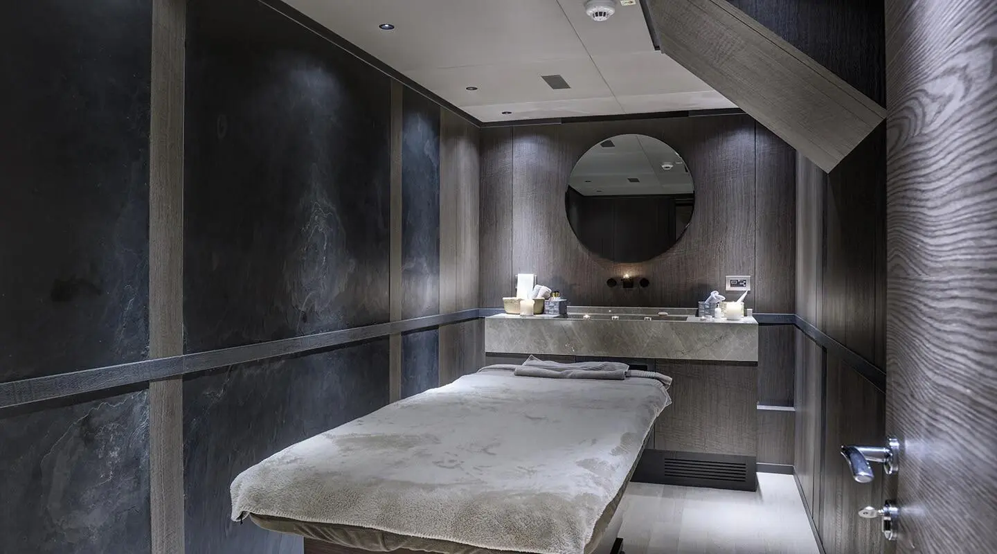 Interior showroom of All About U 2 with plush spa-like cabin beds