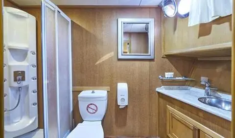 Morning Star cabin shows a king bed with ensuite visible in the wooden-lined master