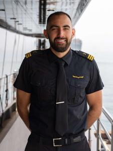 Deck Officer Smiling Yacht Rail