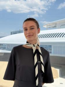 Crew Member Striped Scarf Yacht Deck