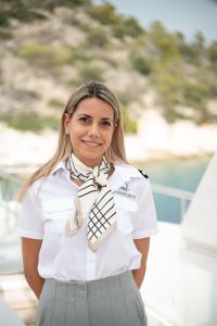 Yacht Crew Woman Striped Scarf Deck