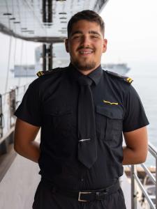 Crew Member Black Uniform Yacht Deck