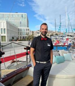 Crew Member On Yacht Deck Marina