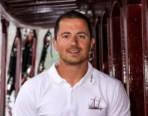 Crew Member White Polo Deck Corridor