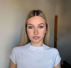 Blonde Woman Portrait White Top