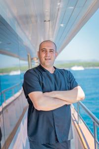 Crew Member Yacht Deck Sea Background