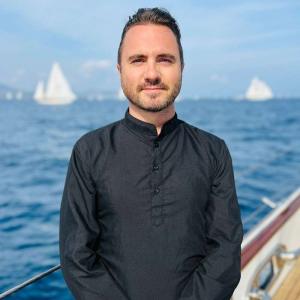 Male Crew Member Yacht Deck Sea