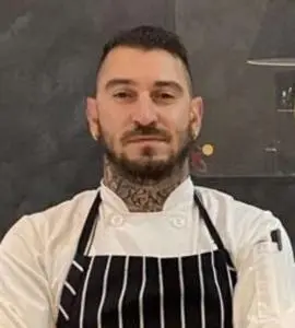 Chef Portrait Neck Tattoos Striped Apron