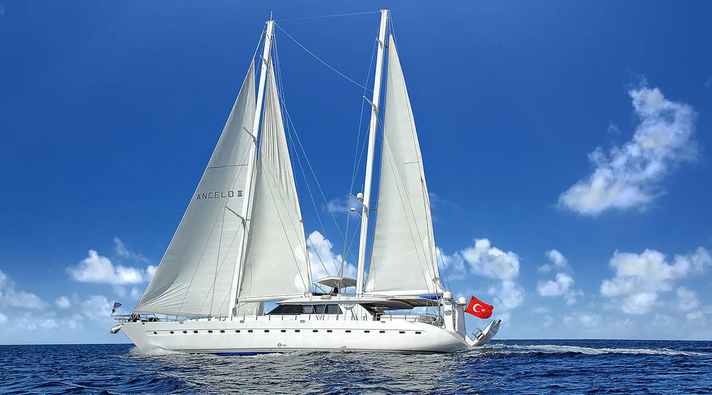 Gulet Angelo II sailing yacht with two masts on calm sea
