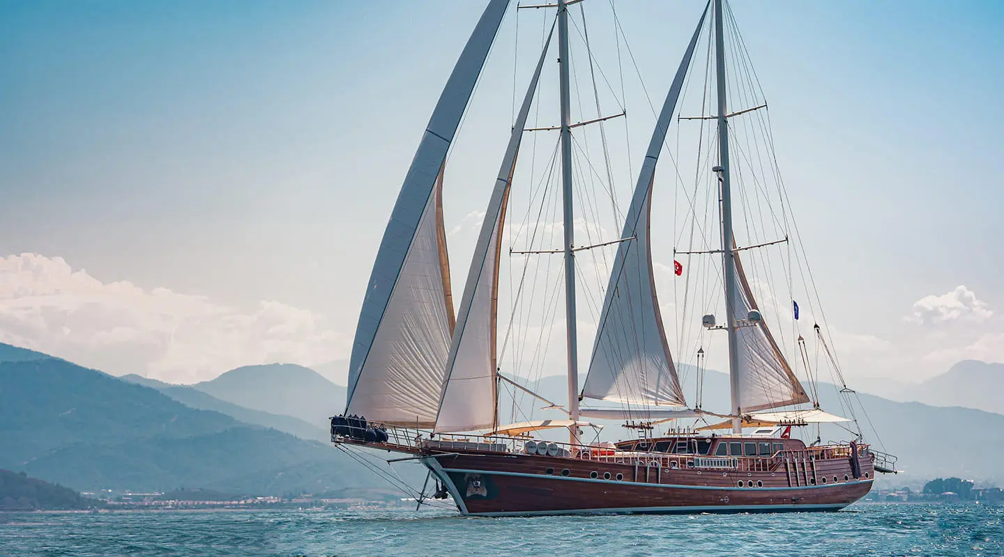 Lycian Queen luxury gulet sailing yacht with three masts on calm sea