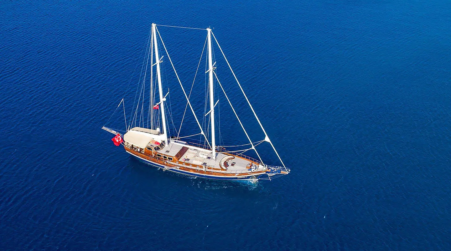 Zephyria II yacht gulet seen from above in open sea