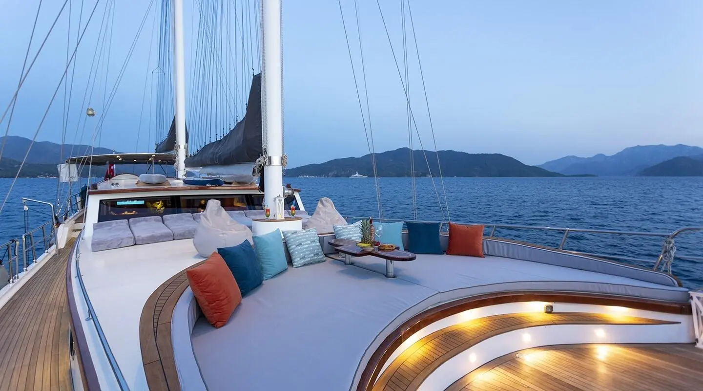 Gulet Diva Deniz bow deck with sea view