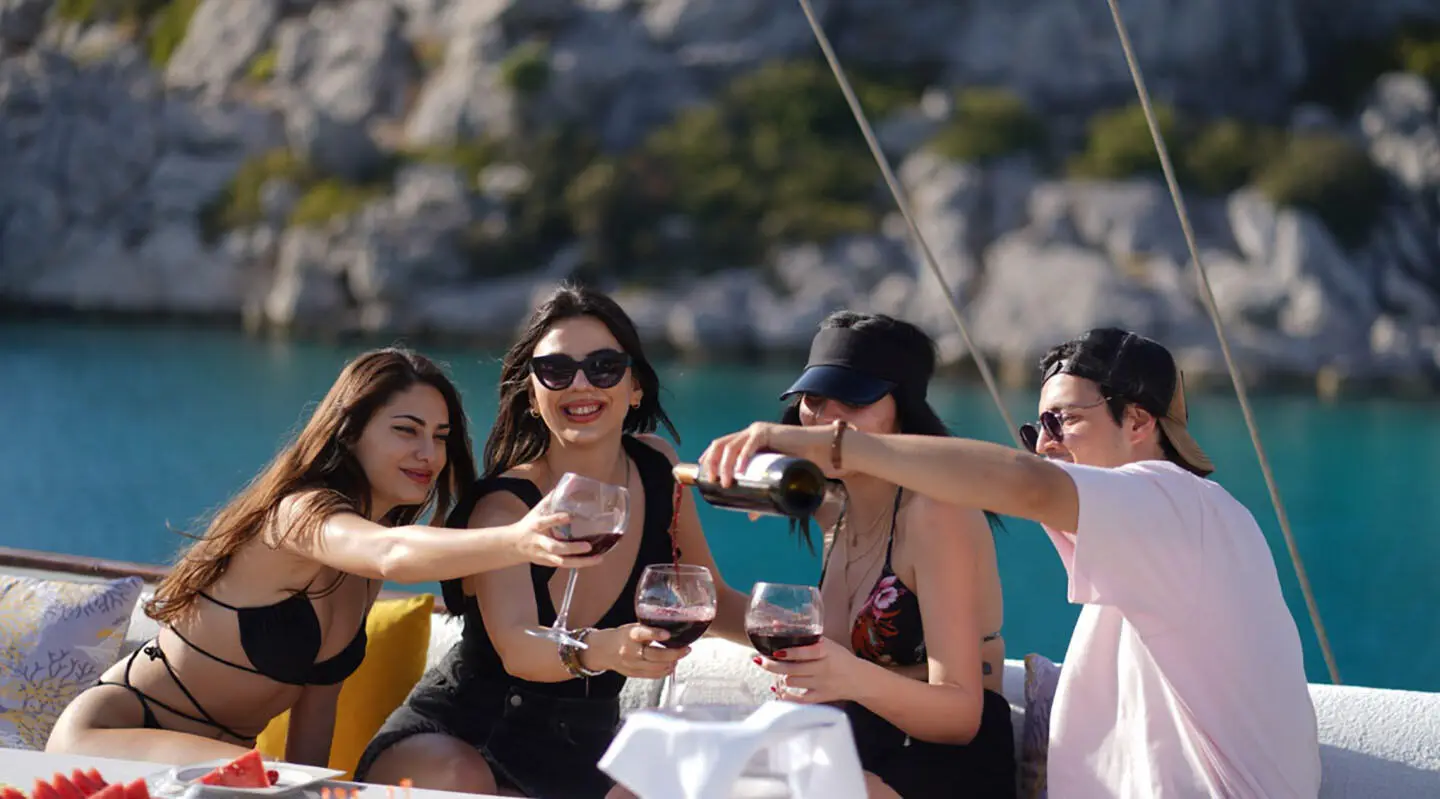Gulet Prenses Esila flybridge with seating and people on deck