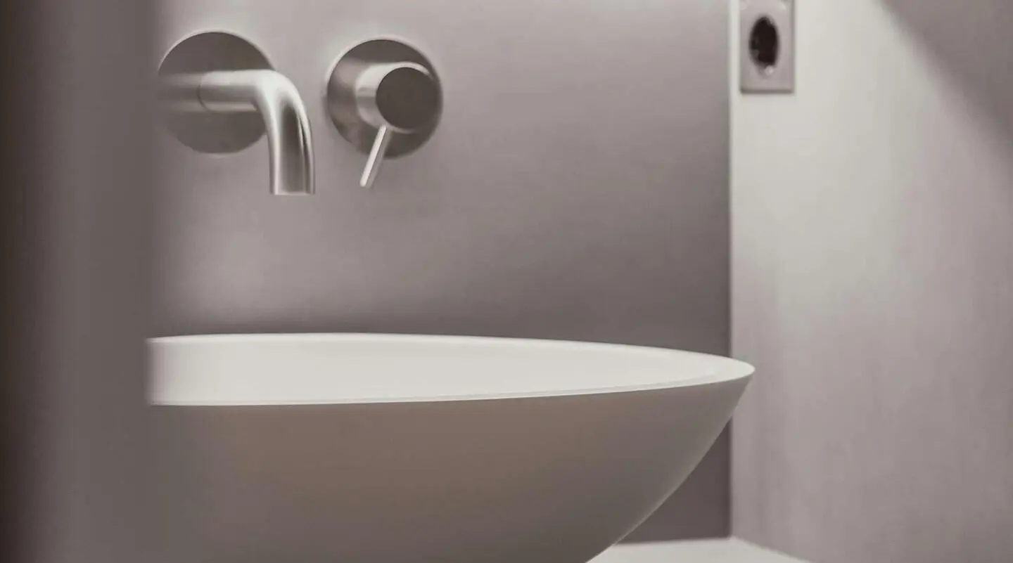 Close-up of a modern sink and faucet on Nadamas yacht bathroom
