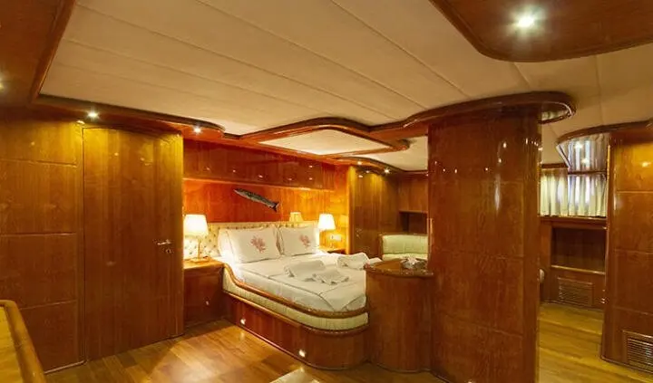 Silver Moon cabin with king bed and ensuite in a luxurious yacht interior