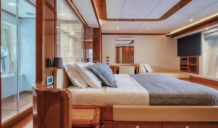 Lidia yacht cabin with king bed and private ensuite in a luxurious berth