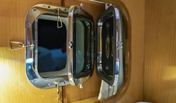 Master cabin on Tersane 8 yacht with king bed and ensuite visible