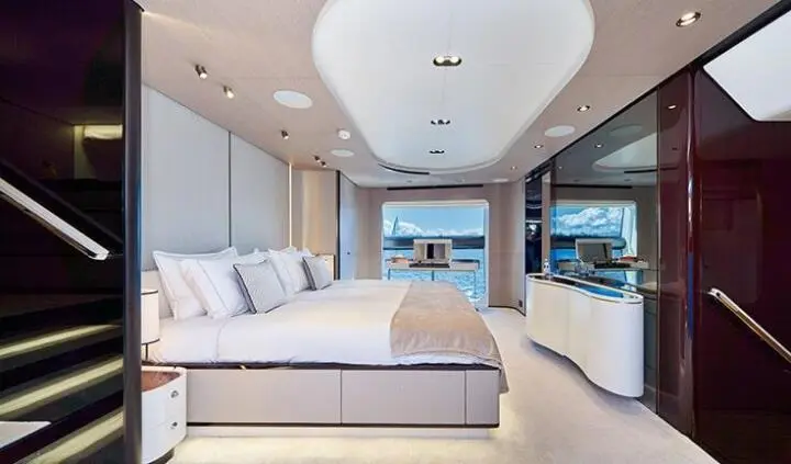 Master cabin on Aluminia Too with king bed and ensuite