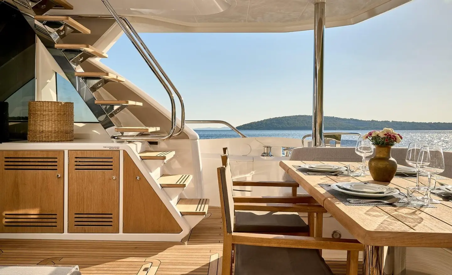 Luxury Yacht Dining Sunset
