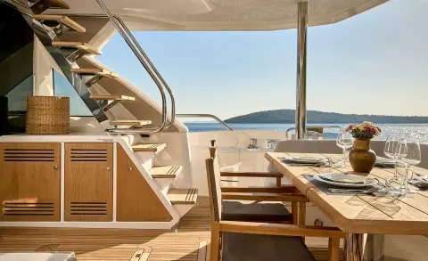 Luxury Yacht Dining Sunset
