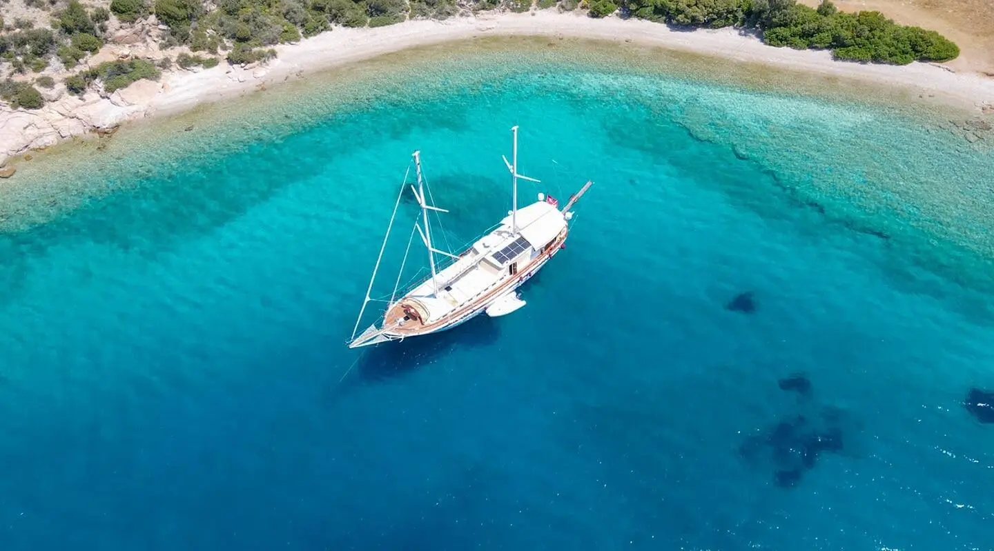 Gulet Ulucinar anchored in clear blue waters