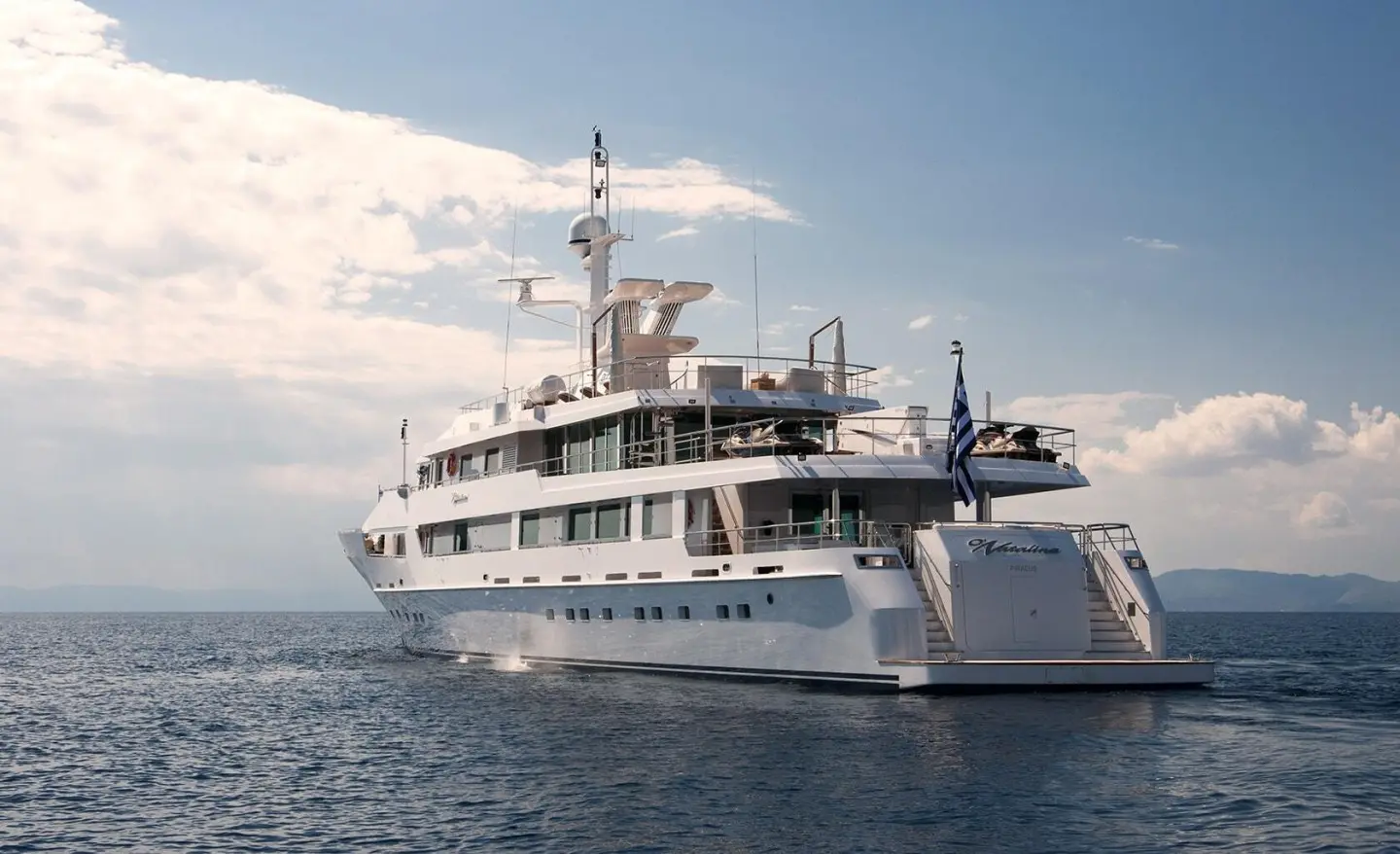Luxury Yacht At Sea Sunset