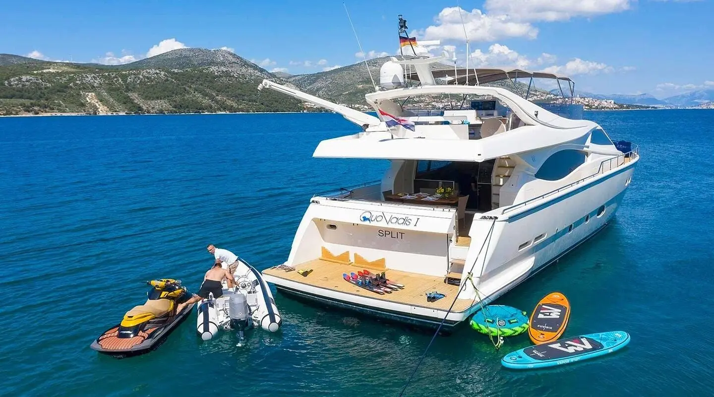 Quo Vadis I motor yacht with water sports equipment at sea