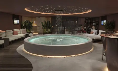Bello yacht spa area with a round hot tub