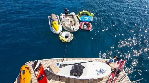 Amoraki yacht and nearby watercraft on the water