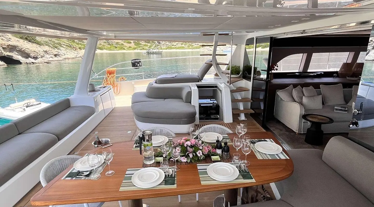 Luxury Yacht Dining Sunset