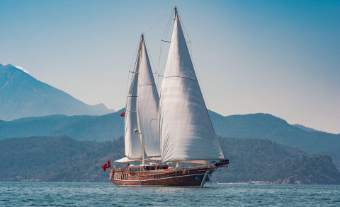 Gulet Lycian Queen sailing sailboat on calm sea