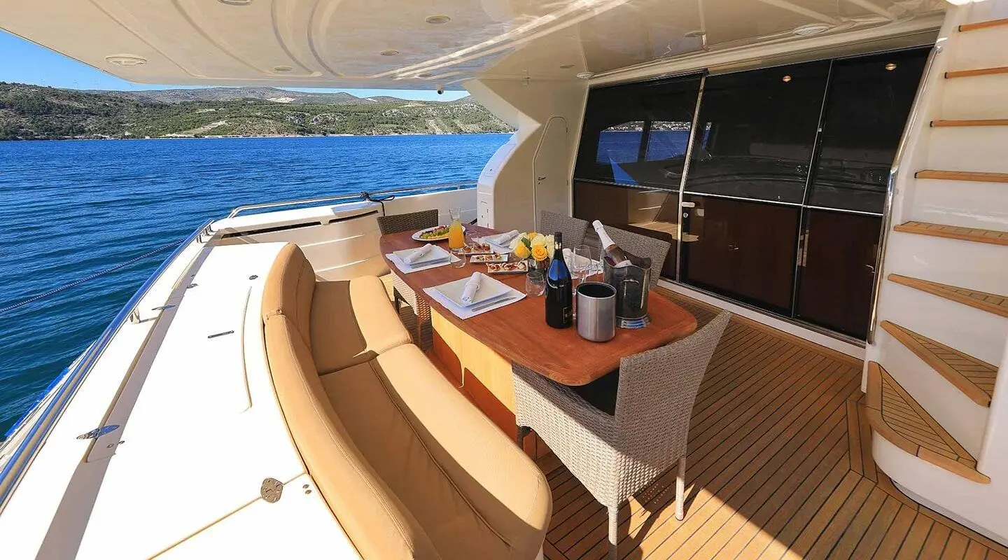 Luxury Yacht Dining Sunset